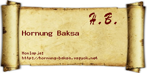 Hornung Baksa névjegykártya